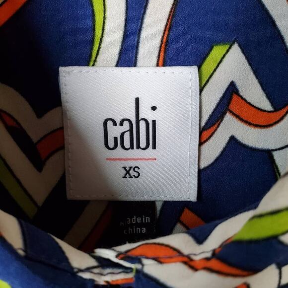 CAbi SZ XS Hola Collection Amour Hearts Blue Button Down Dress #5370 - Picture 6 of 8